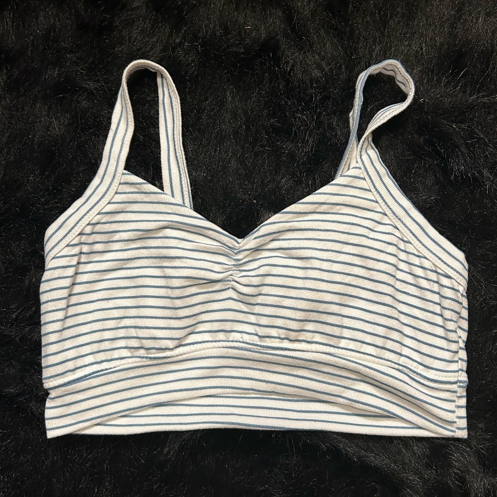 Striped White and Blue Women's Bralette